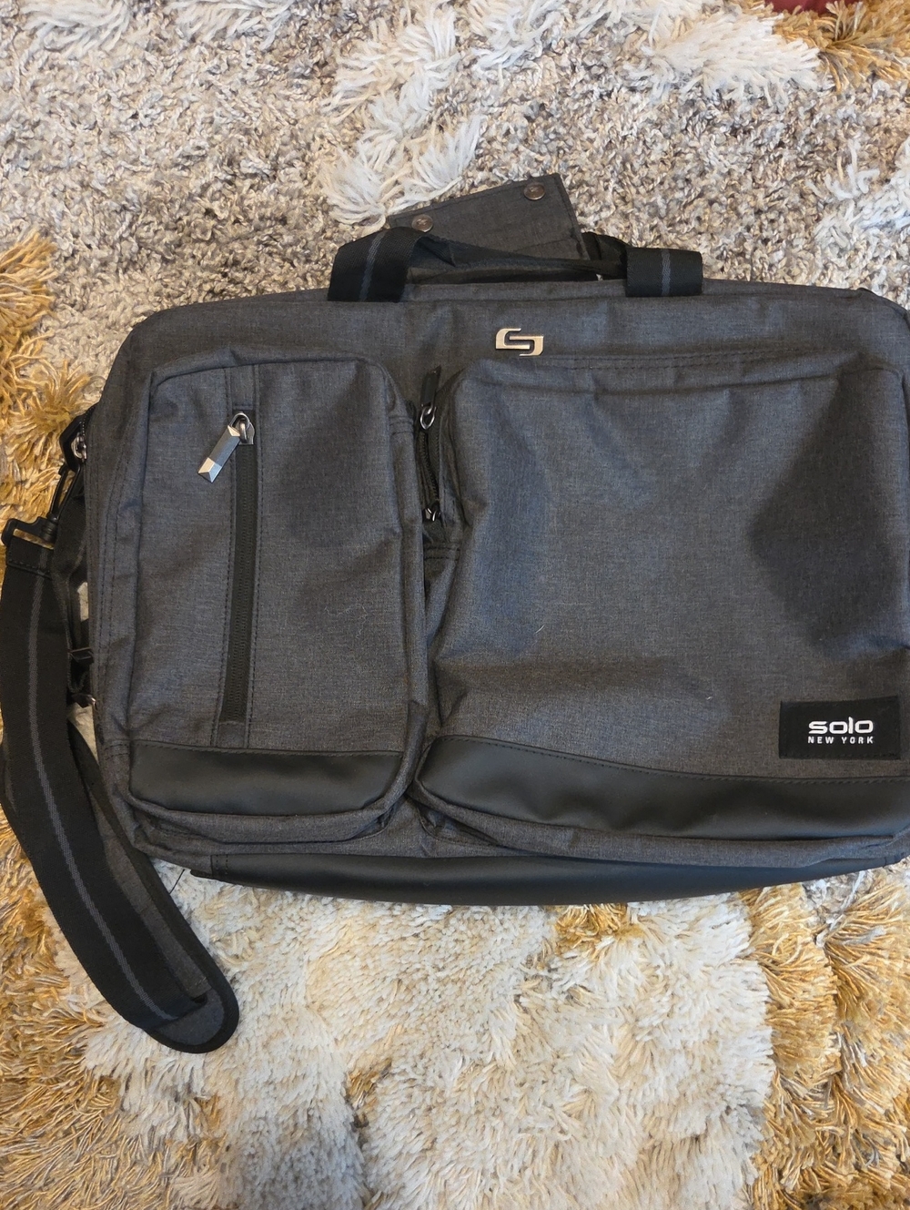 solo Charcoal Gray Laptop Briefcase with Front Organizer Pockets